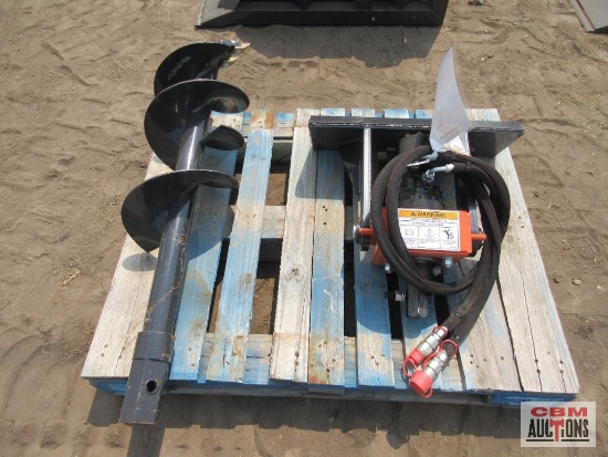 Wolverine Mini Skid Steer MAD-12-12D Auger Drive & 12" Hex Drive Auger Bit, With Hoses And Couplers