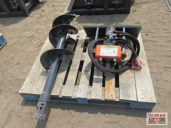 Wolverine Mini Skid Steer MAD-12-12D Auger Drive & 12" Hex Drive Auger Bit, With Hoses And Couplers