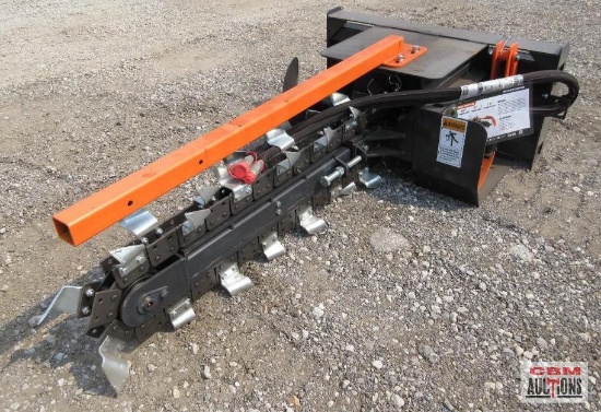 Wolverine TCR-12-48H Skid Steer 8" Wide Hydraulic Trencher, 48" Boom With Hoses And CouplersS# 1508