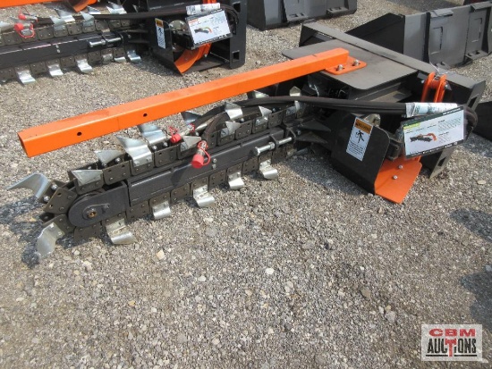 Wolverine TCR-12-48H Skid Steer 8" Wide Hydraulic Trencher, 48" Boom With Hoses And Couplers S# 1497