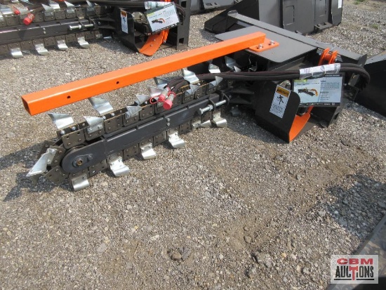 Wolverine TCR-12-48H Skid Steer 8" Wide Hydraulic Trencher, 48" Boom With Hoses And Couplers S# 1510
