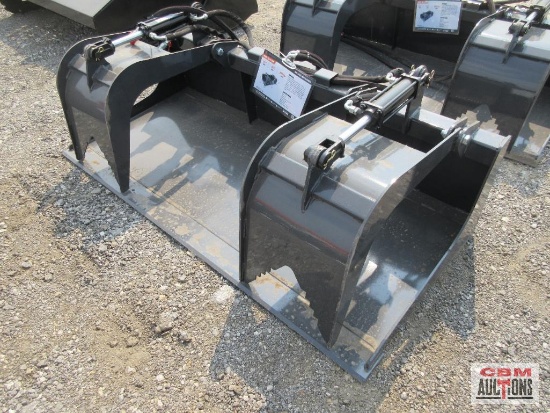 Wolverine GB-11-72W 72" Skid Steer Industrial Smooth Bottom Grapple Bucket Dual Cylinders With Hoses