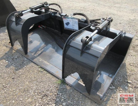 Wolverine GB-11-72W 72" Skid Steer Industrial Smooth Bottom Grapple Bucket Dual Cylinders With Hoses