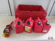 Tote Of Gas Cans & Funnels *B5