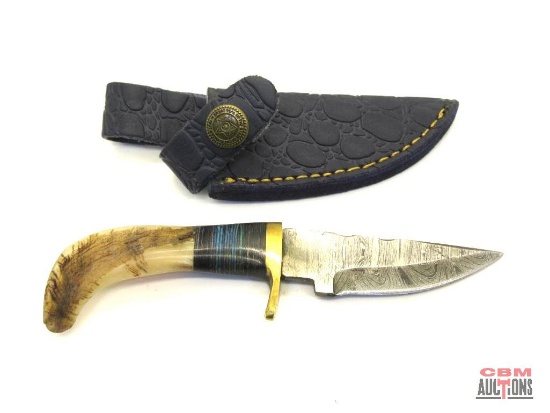 Damascus Knife With Leather Sheath *Office