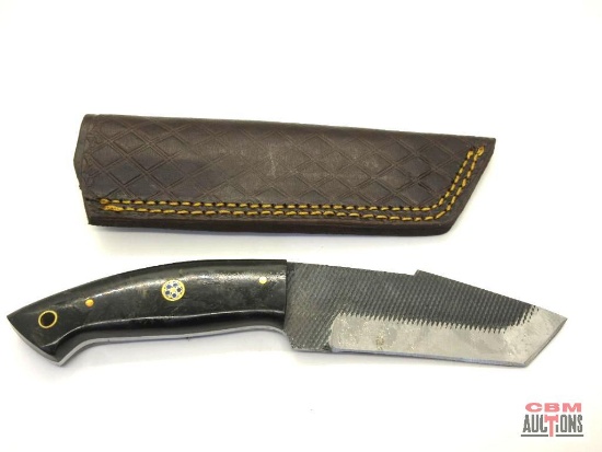 Damascus Knife With Leather Sheath *Office