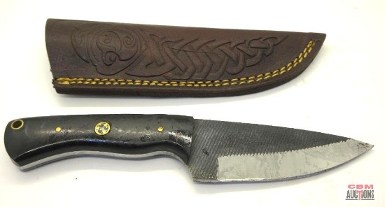 Damascus Knife With Leather Sheath *Office
