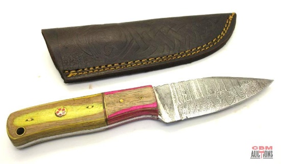 Damascus Knife With Leather Sheath *Office