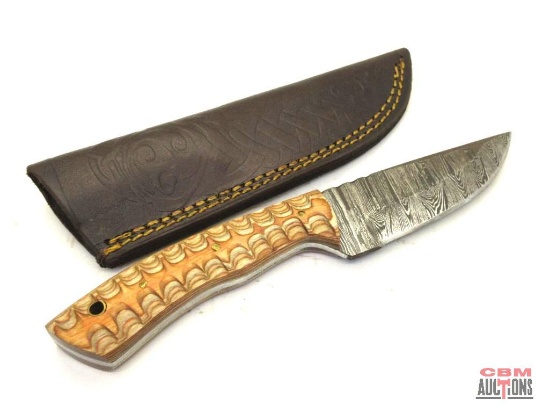 Damascus Knife With Leather Sheath *Office