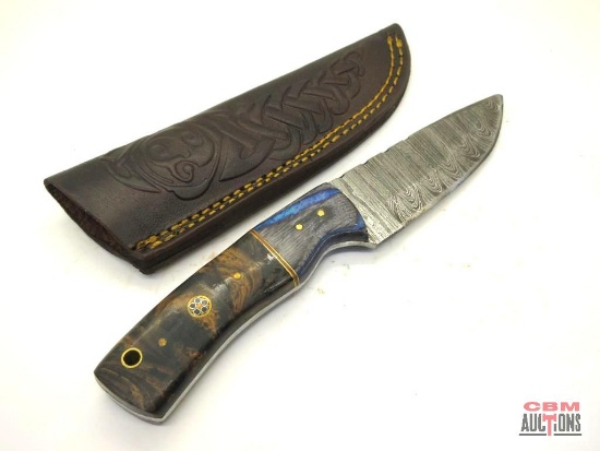 Damascus Knife With Leather Sheath *Office