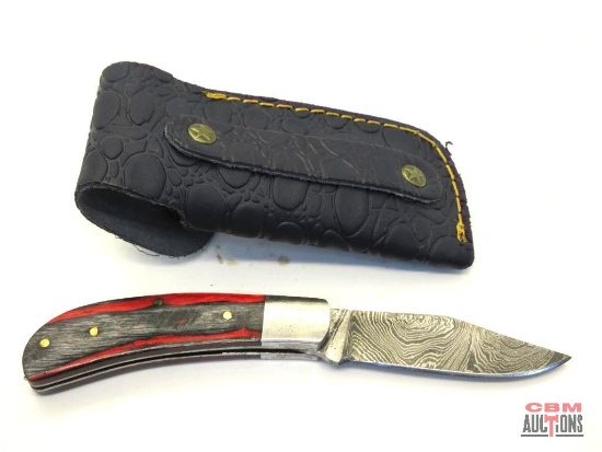 Damascus Knife With Leather Sheath *Office