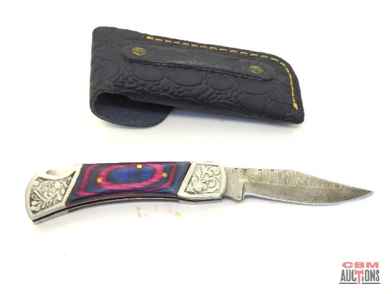 Damascus Knife With Leather Sheath *Office
