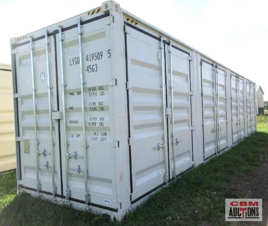 2026 40' Cargo Shipping Container, 9'6" High Cube, 492" Double Doors On The Side And Rear Doors,