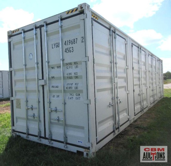2026 40' Cargo Shipping Container, 9'6" High Cube, 492" Double Doors On The Side And Rear Doors,