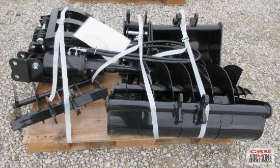 AGT 12EX-ATA 9Pc Mini Excavator Attachments, 8" Tooth Bucket, Quick Hitch, 19" Smooth Bucket, 31"