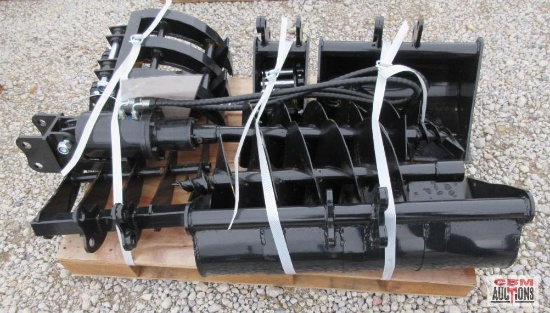 AGT 12EX-ATA 9Pc Mini Excavator Attachments, 8" Tooth Bucket, Quick Hitch, 19" Smooth Bucket, 31"