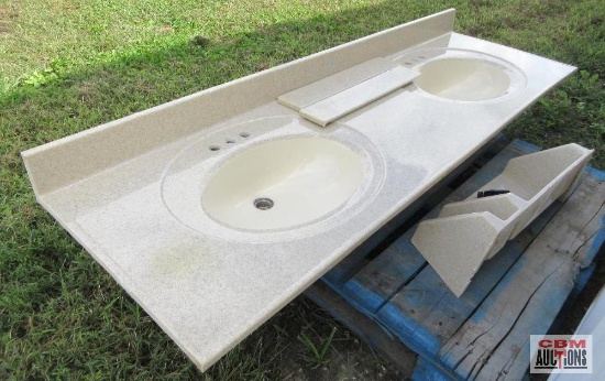 Onyx 72" Double Sink Vanity Top With Shower Caddy Corner