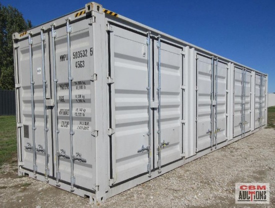 2026 40' Cargo Shipping Container, 9'6" High Cube, 492" Double Doors On The Side And Rear Doors,