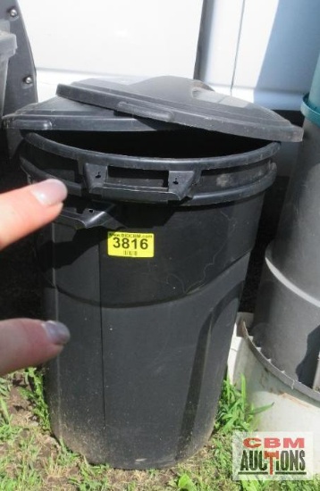 2- Black Trash Cans With Lids