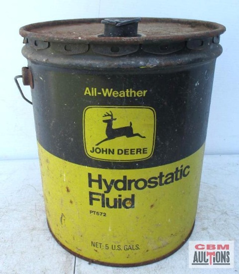 Vintage John Deere All-Weather Hydrastatic Fluid 5 Gallon Metal Bucket