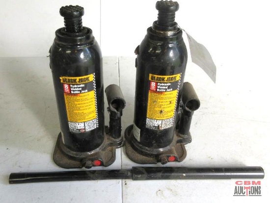 Pair of Black Jack Hydraulic Bottle Jacks 8-Ton, (Runs)