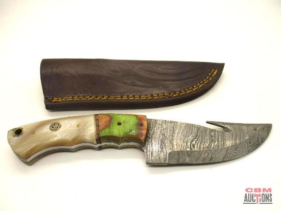 Damascus Knife With Leather Sheath
