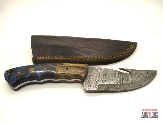 Damascus Knife With Leather Sheath