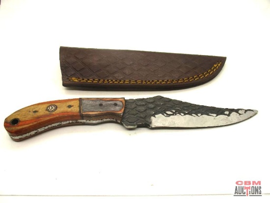 Damascus Knife With Leather Sheath