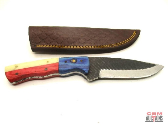 Damascus Knife With Leather Sheath