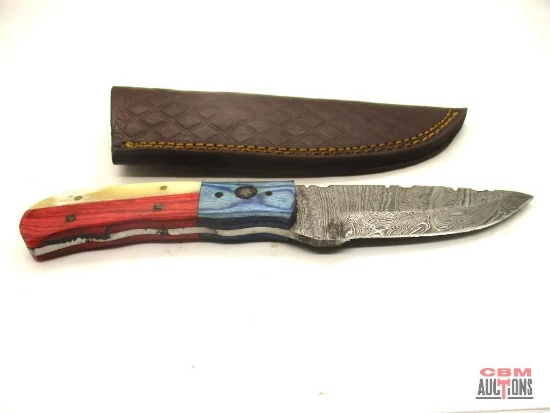 Damascus Knife With Leather Sheath