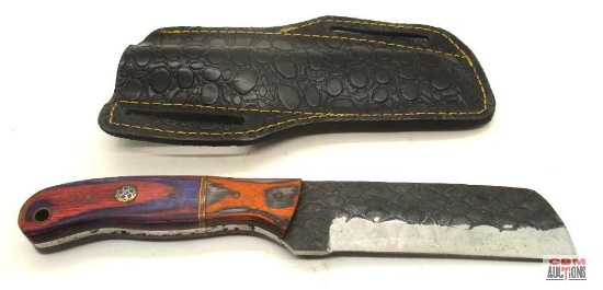 Damascus Knife With Leather Sheath
