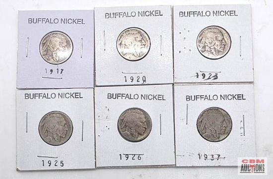 Buffalo Nickel 1917, 1920, 1923, 1925, 1926, 1937