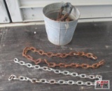 Metal Pail Of Chains *F4