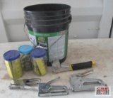 Black Bucket Of Staplers & Staples *F8