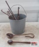 Vintage Hand Blacksmithing Ladles And Tools *F13
