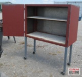 Rolling 2-Shelf Metal Cabinet