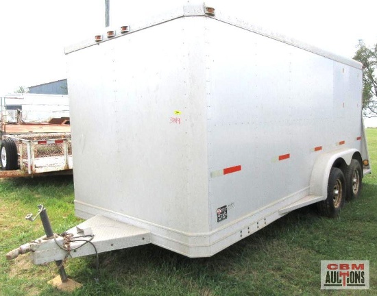 1997 W-W Enclosed Tandem Axle Trailer, 81" x 16', Side Door, 80" Double Barn Doors Vin #