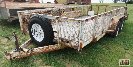 Homemade Tandem Axle Flatbed Utility Trailer 80" x 16' With Metal Side Rails With Spare Tire