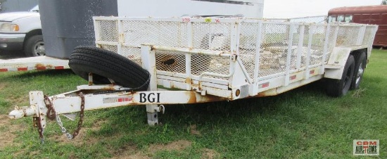 2001 TitanTandem Axle Flatbed Utility Trailer 79" x 20' With Metal Side Rails, Swinging Barn Door