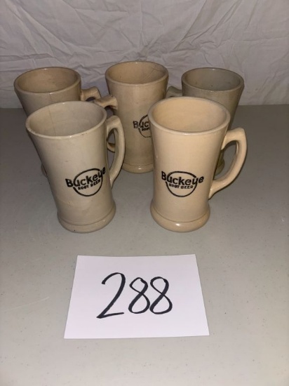 Buckeye Mugs- circa 1890s- set of 5- chip on lid and small crack