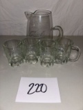 Grafs Pitcher- 4 matching mugs, circa 1950s