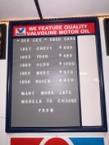 Valvoline Motor Oil Price Board