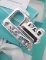 TIFFANY SILVER TRAIN BABY TEETHER RATTLE w Pouch n Box