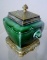 THEODORE DECK FRENCH GREEN EARTHENWARE POTTERY INKWELL