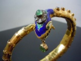 18KT DIAMOND, EMERALD, SAPPHIRE ENAMEL SERPENT BRACELET