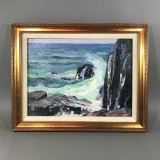 STANLEY WINGATE WOODWARD CRASHING SURF OIL PAINTING