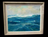 FRANK HARMON MYERS SEASCAPE OIL PAINTING OPEN SEA CA