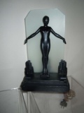 1928 FRANKART PATINATED METAL FIGURAL FEMALE NUDE TABLE LAMP ART DECO ERA NEW YORK CITY SKYSCRAPER F