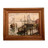 GUY CARLETON WIGGINS OIL PAINTING ESSEX CONNECTICUT NEW ENGLAND SCENE