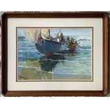 JAMES MILTON SESSIONS FISHERMAN WATERCOLOR PAINTING